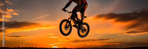 Illuminated by the Setting Sun: A BMX Rider Enthralls with Breathtaking Mid-Air Stunt in an Urban Skate Park