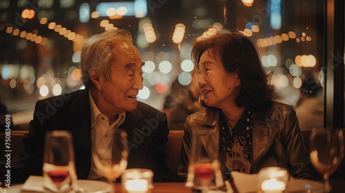 Man and Woman Sitting at Table in Restaurant