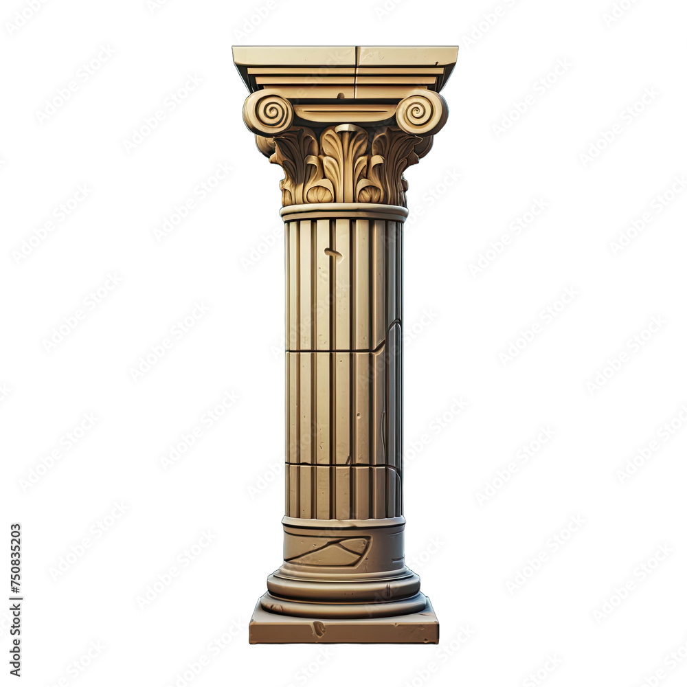 Architectural column isolated on transparent background Architectural column isolated on transparent background