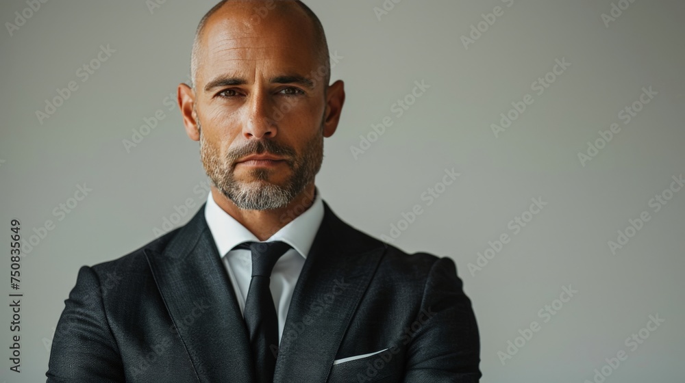 Bald Man in Tuxedo Poses for Picture Bald Man in Tuxedo Poses for Picture