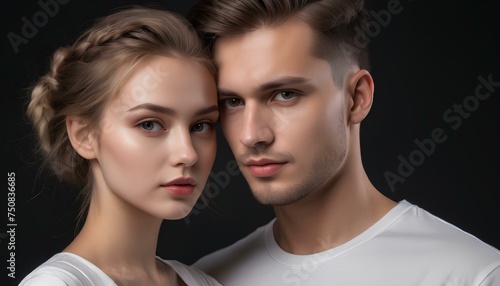 Close Face portrait of a Young Couple 