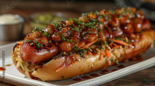 Plate of Hot Dogs With Ketchup and Relish