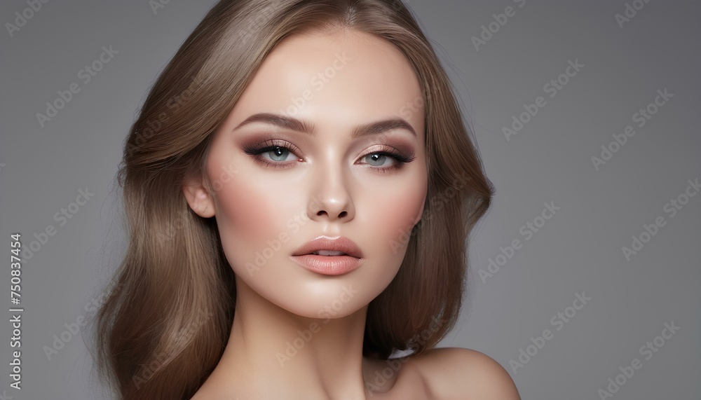 Portrait of a Female Close Face Image, Headshot Image, Accentuating her Beauty with Flawless Portrait of a Female Close Face Image, Headshot Image, Accentuating her Beauty with Flawless