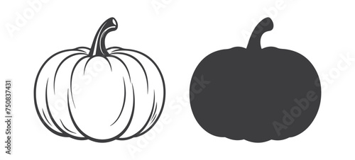 pumpkin outline vector illustration, silhouette 