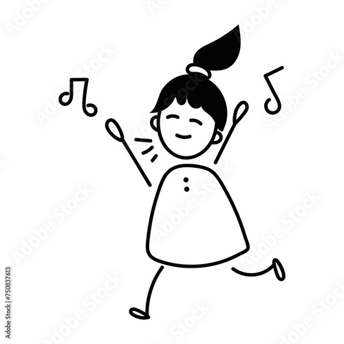 Trendy doodle icon of a singing girl 