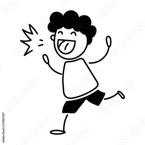 Modern doodle icon of a happy kid