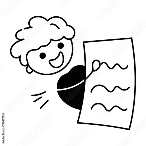 Handy doodle icon of student assignment 
