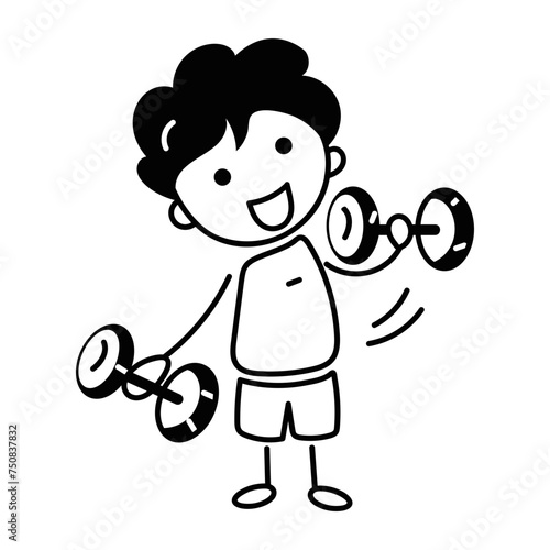 Editable doodle icon of dumbbell exercise 