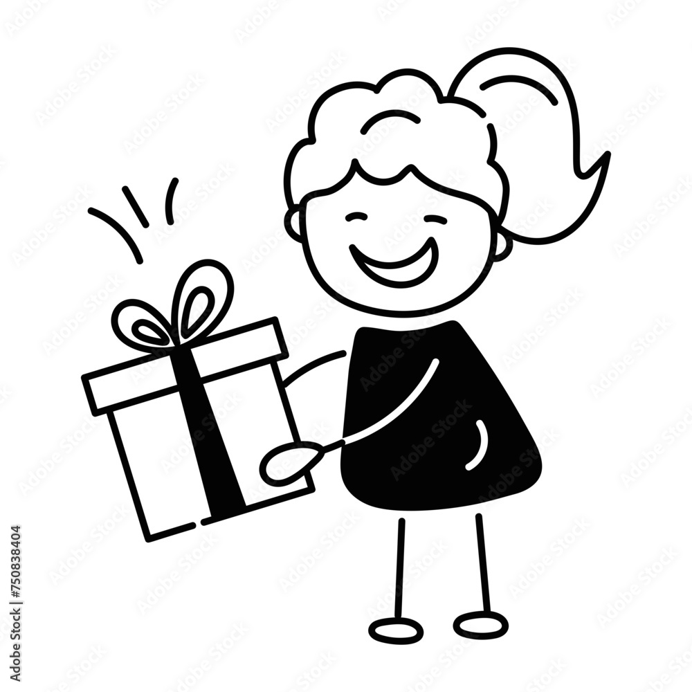 Trendy doodle icon depicting surprise gift Trendy doodle icon depicting surprise gift