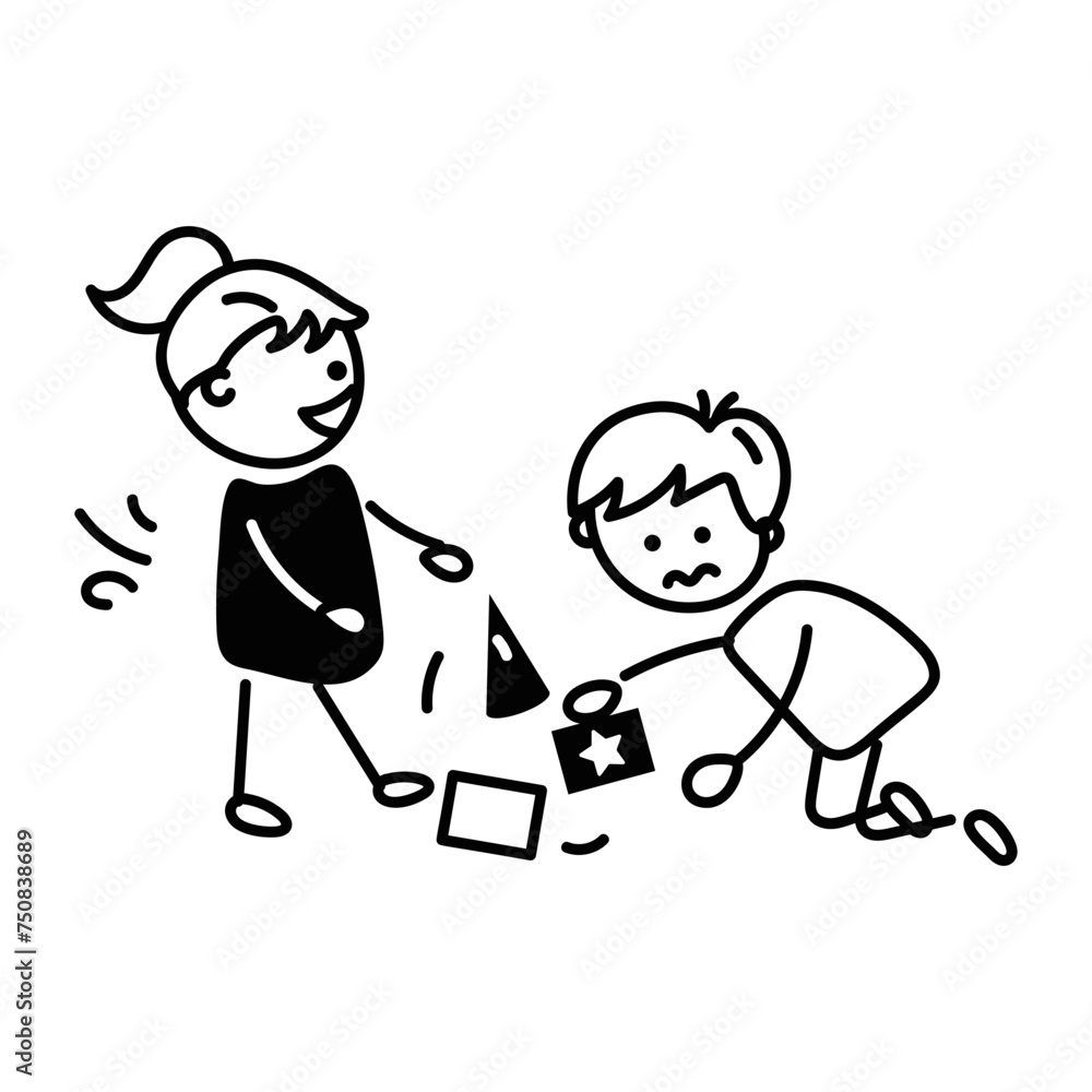Here’s a doodle icon of kids fighting Here’s a doodle icon of kids fighting