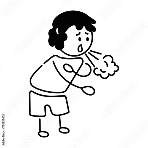 Here’s a doodle icon of coughing kid 