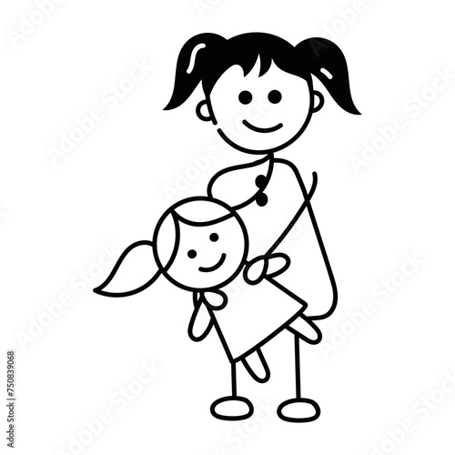 Check out doodle icon of girl doll
