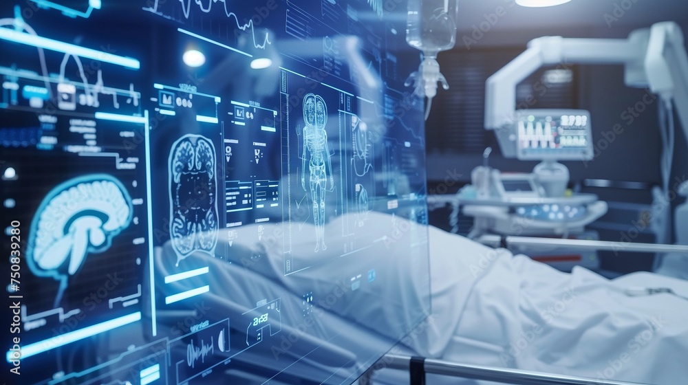 Futuristic Patient Monitoring in a High-Tech Hospital Room