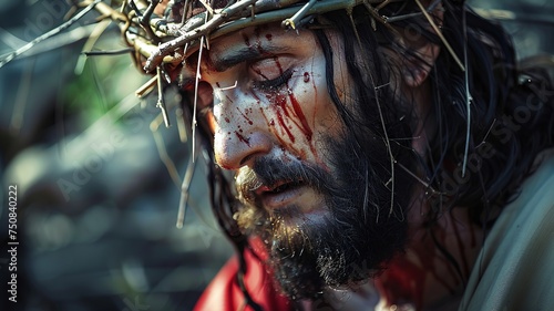 Portrait of Jesus Christ during the Way of the Cross.