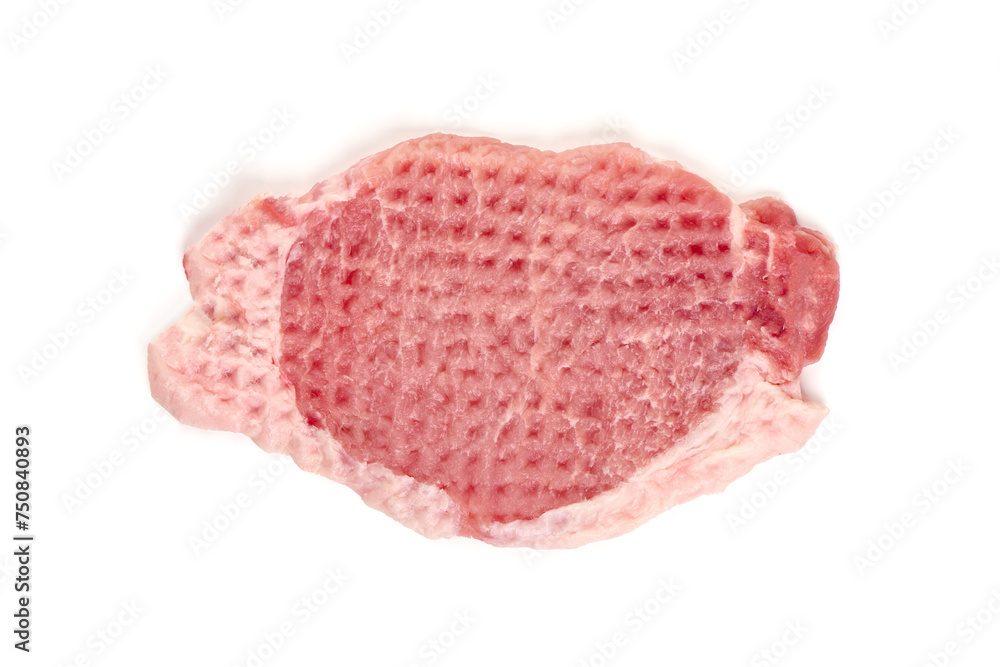 Fresh raw pork chops, isolated on white background Fresh raw pork chops, isolated on white background