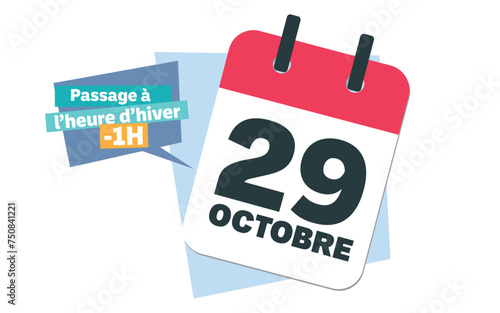 Transition to winter time day 2024 - French 29 october calendar date
