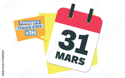 Summer Daylight saving time transition day 2024 - French 31 March calendar date