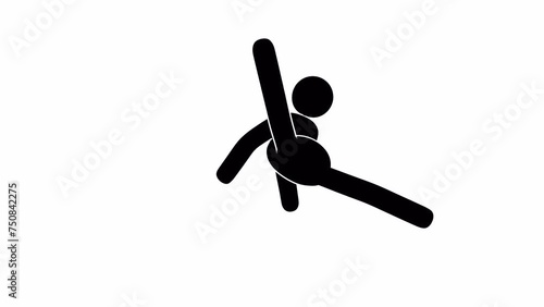 Pictogram man dances low breakdance. Rotation breakdance man icon. Looped animation with alpha channel. photo