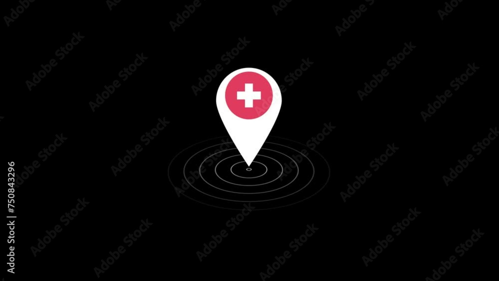 Denmark flag icon GPS location tracking animation on black background Denmark flag icon GPS location tracking animation on black background