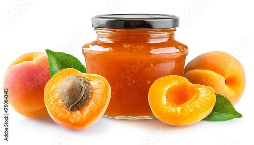 Aprikosen Marmelade isoliert auf weißen Hintergrund, Freisteller