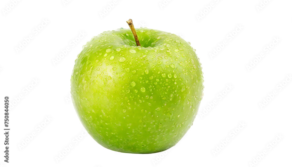 Green apple with water drops. isolated on transparent background. Green apple with water drops. isolated on transparent background.