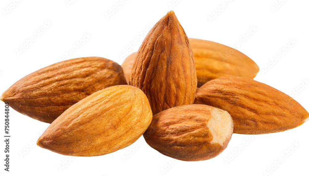 Group of almonds. isolated on transparent background. Group of almonds. isolated on transparent background.