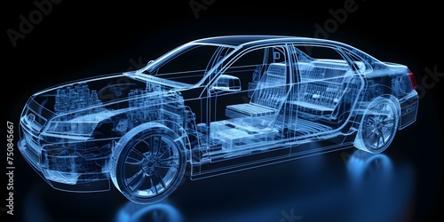 Internal view of car showing xray scan of chassis. Concept Car Chassis X-ray, Internal Car View, Chassis Scan, Vehicle Anatomy, X-ray Technology photo