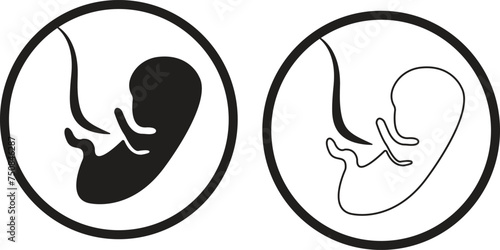 embryo child icon in line style. Human baby in the womb. Vector illustration