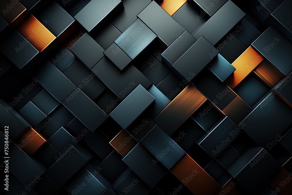 3D abstract of black and gold squares, texture of squares of black and yellow tone. Futuristic modern wallpaper of the future. 3D abstract of black and gold squares, texture of squares of black and yellow tone. Futuristic modern wallpaper of the future.