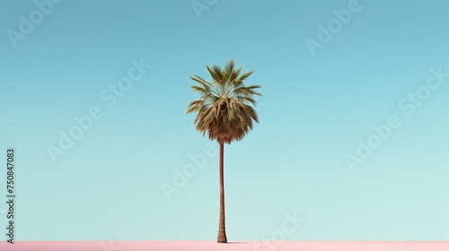 Retro nostalgia captured in a minimal scene with a lone palm tree