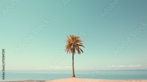 Retro nostalgia captured in a minimal scene with a lone palm tree © SOLO PLAYER