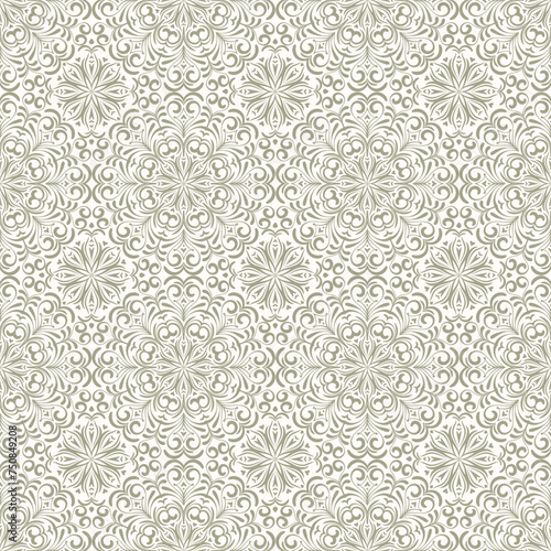 Seamless pattern in Eastern style. Vector backdrop with floral ornament. Ornamental lace background. Ornate illustration for wallpaper, fabric, textile, silk scarf, shirts, blouses.