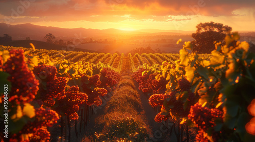 A Beautiful Sunset over a Barossa Vineyard.