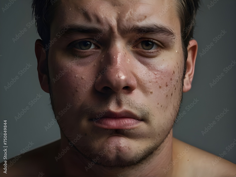 Fototapeta premium Teenager struggling with acne