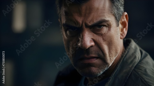 Close up portrait of an angry man