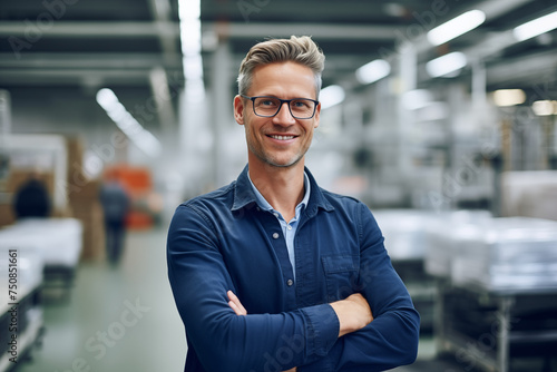  Smiling european man at work in a factory. Worker recruitment. Job offer. Work in industry. Jobs in a factory. Factory in Europe. © My Beautiful Picture