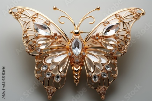 Butterfly in Jewel symbol of lightness and sophistication., generative IA