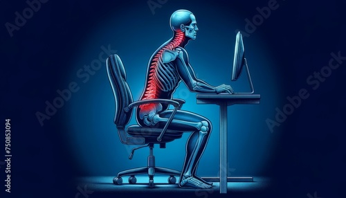 Wrong sitting posture. Workplace ergonomics Health Benefits. Office space setup.