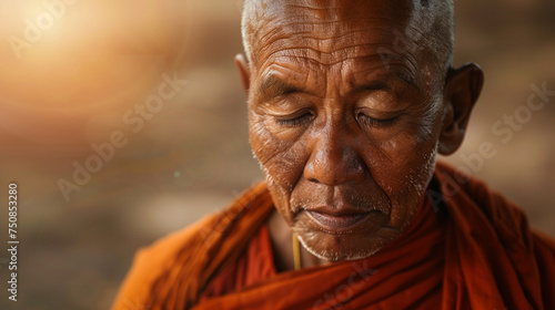 Buddhist monk praying 