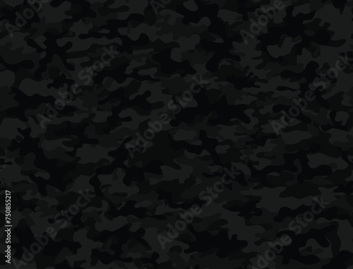  camouflage black pattern vector seamless illustration, modern dark background