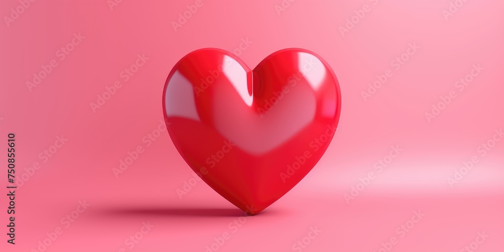 3d red shiny hearts on pink background