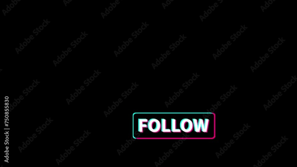 Follow - social media button with glitch and retro effect applied. Follow - social media button with glitch and retro effect applied.