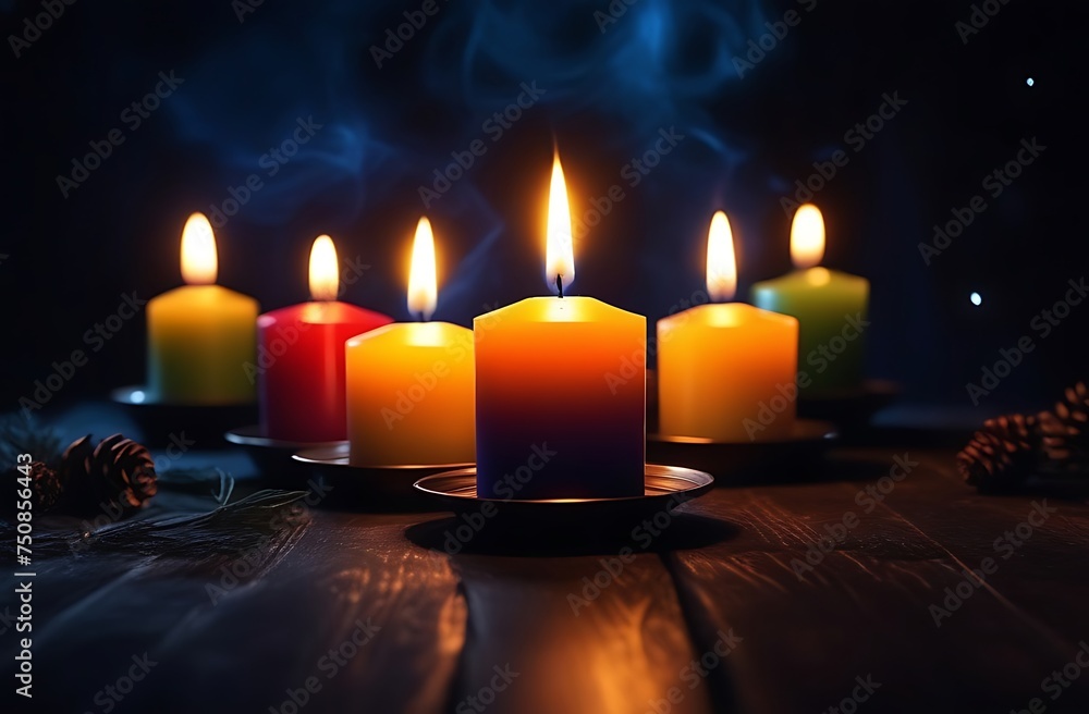 Walpurgis Night. Magic burning candles on glowing dark natural background. mysterious fairy scene. witchcraft ritual. dark natural Background. Samhain, Halloween holiday concept Walpurgis Night. Magic burning candles on glowing dark natural background. mysterious fairy scene. witchcraft ritual. dark natural Background. Samhain, Halloween holiday concept