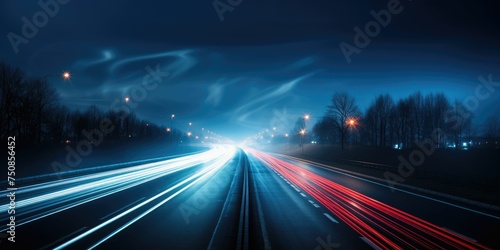 A long exposure photo of a highway at night background