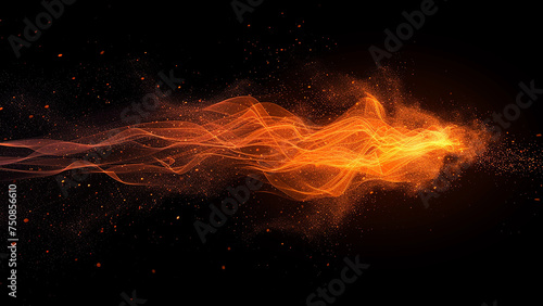 orange flame abstract fire drop on black background burn element energy pattern sparks