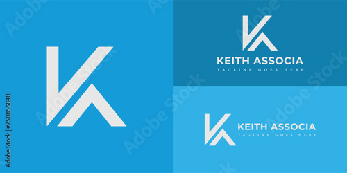 Abstract initial letter KA or AK logo in white color isolated in multiple blue backgrounds applied for business and consulting logo also suitable for the brands or companies have initial name AK or KA photo
