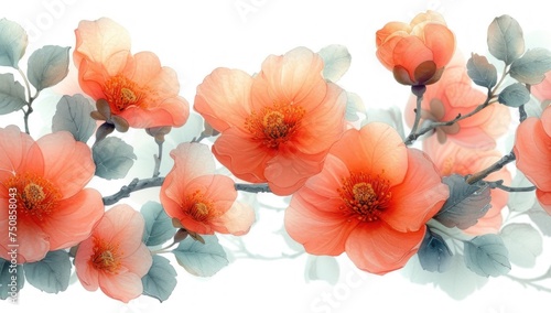 Watercolor poppy flowers background © paul