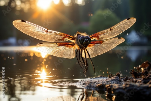 Dragonfly in action, balancing ecosystems., generative IA