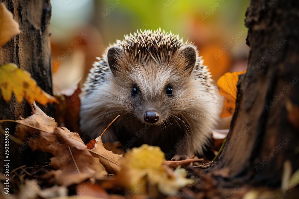 Exhibition highlights hedgehog and biodiversity in nature., generative IA Exhibition highlights hedgehog and biodiversity in nature., generative IA