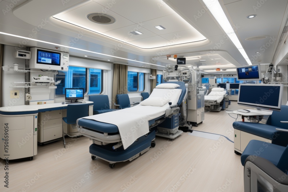 Cutting edge heart transplant operating room with advanced medical technology in hospital setting Cutting edge heart transplant operating room with advanced medical technology in hospital setting